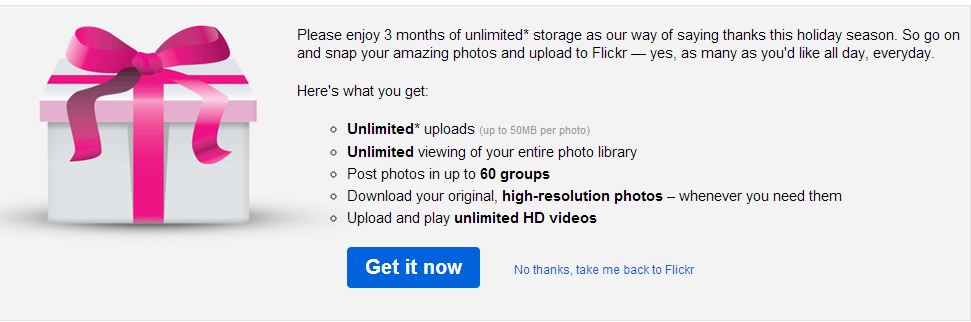 فليكر تقدم عضوية مجانية لفترة محدودة
