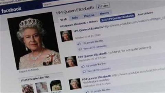 حساب ملكة بريطانيا على الفيسبوك