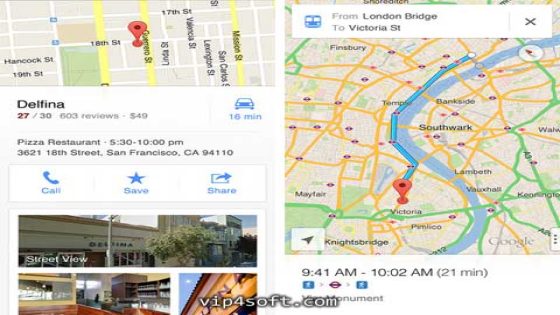 التصميم الجديد لخرائط جوجل يتوفر على iOS