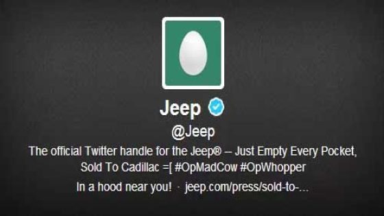أختراق حساب شركة Jeep للسيارات على تويتر