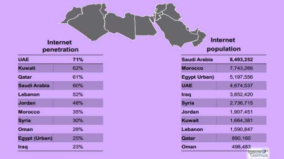 دراسة: السعوديين الأكثر دخولاً على الأنترنت عربياً