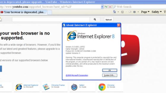 مستخدمي متصفح إكسبلورر يعانون من الدخول إلى موقع “يوتيوب”
