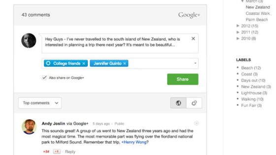 جوجل تتيح إمكانية التعليق في بلوجر عبر حساب شبكة "جوجل بلس" الإجتماعية