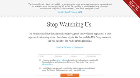 شركات أمريكية تبدأ حملة “Stop Watching Us” ضد برنامج PRISM