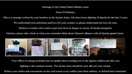 الجيش السوري الالكتروني يخترق موقعاً للجيش الأمريكي