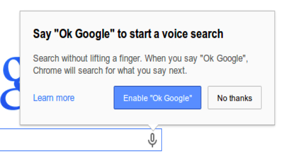 تحديث متصفح جوجل كروم يتيح لك البحث الصوتي بدون النقر