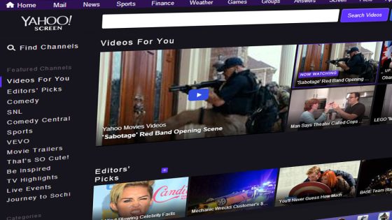 “Yahoo Screen” خدمة فيديو من ياهو لمنافسة يوتيوب